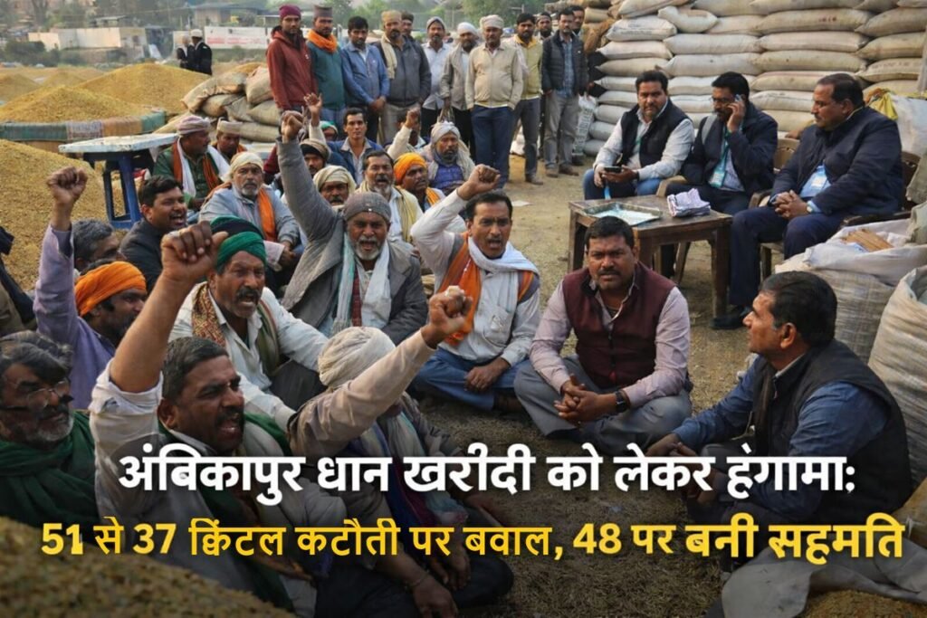 अंबिकापुर में धान खरीदी विवाद, किसानों के विरोध के बाद 48 क्विंटल पर सहमति