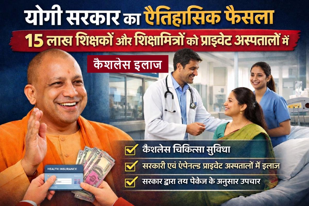 योगी सरकार का ऐतिहासिक फैसला, 15 लाख शिक्षकों और शिक्षामित्रों को प्राइवेट अस्पतालों में कैशलेस इलाज