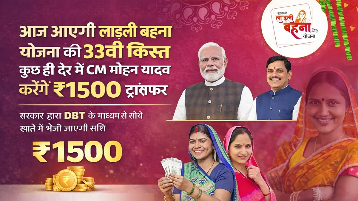 लाड़ली बहना योजना की 33वीं किस्त ₹1500 महिलाओं के खाते में ट्रांसफर