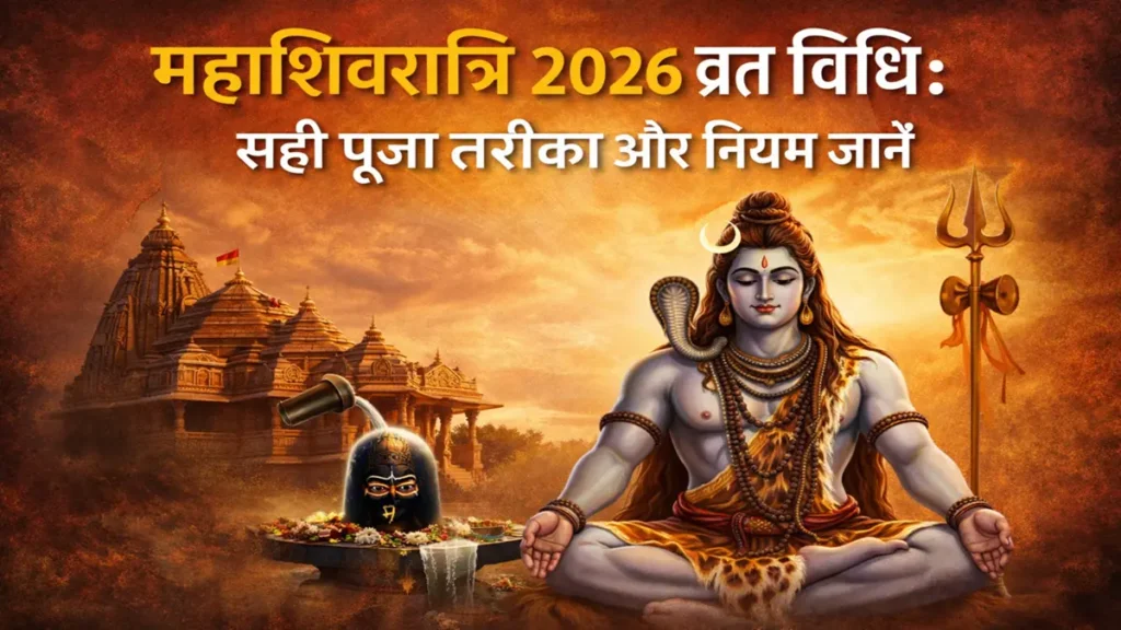 महाशिवरात्रि 2026 पर भगवान भोलेनाथ की पूजा और मंदिर का दृश्य