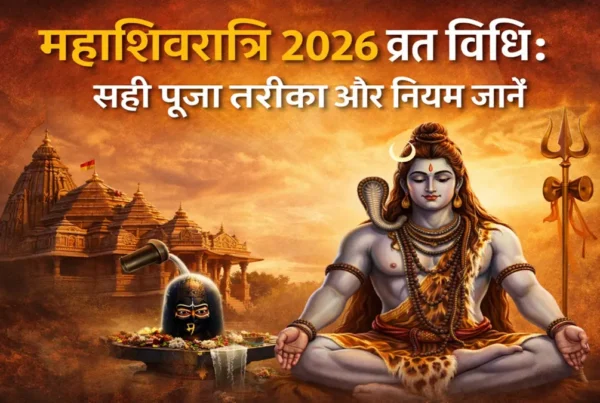 महाशिवरात्रि 2026 पर भगवान भोलेनाथ की पूजा और मंदिर का दृश्य