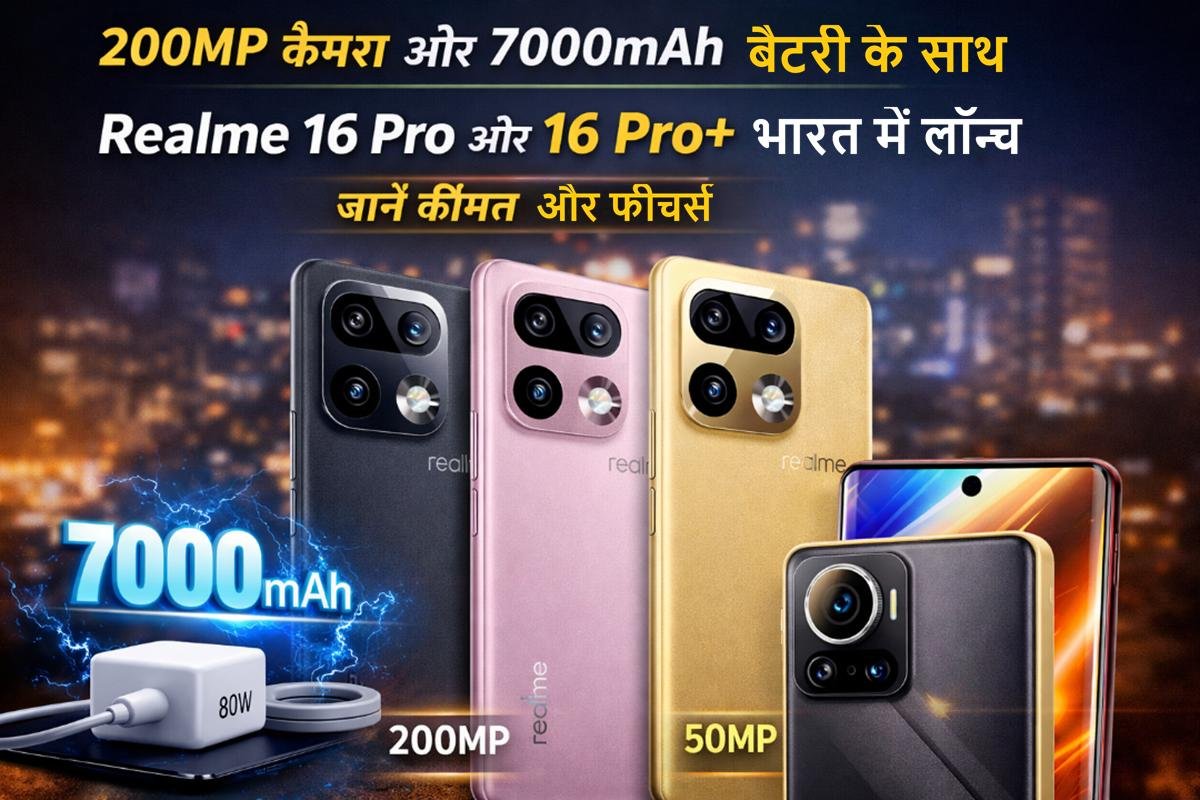 Realme 16 Pro और 16 Pro+ स्मार्टफोन 200MP कैमरा और 7000mAh बैटरी के साथ