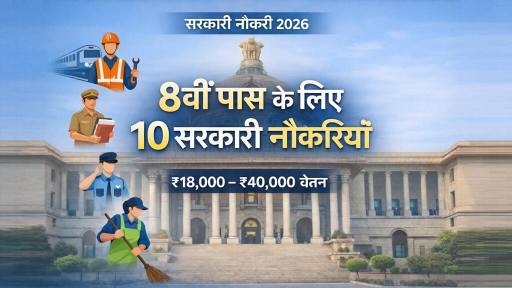 8वीं पास के लिए 10 सरकारी नौकरियां 2026