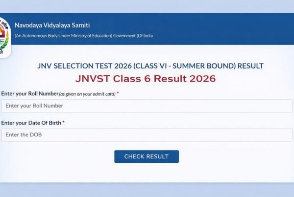 JNVST Class 6 Result 2026 check online Navodaya Vidyalaya Samiti result login page
