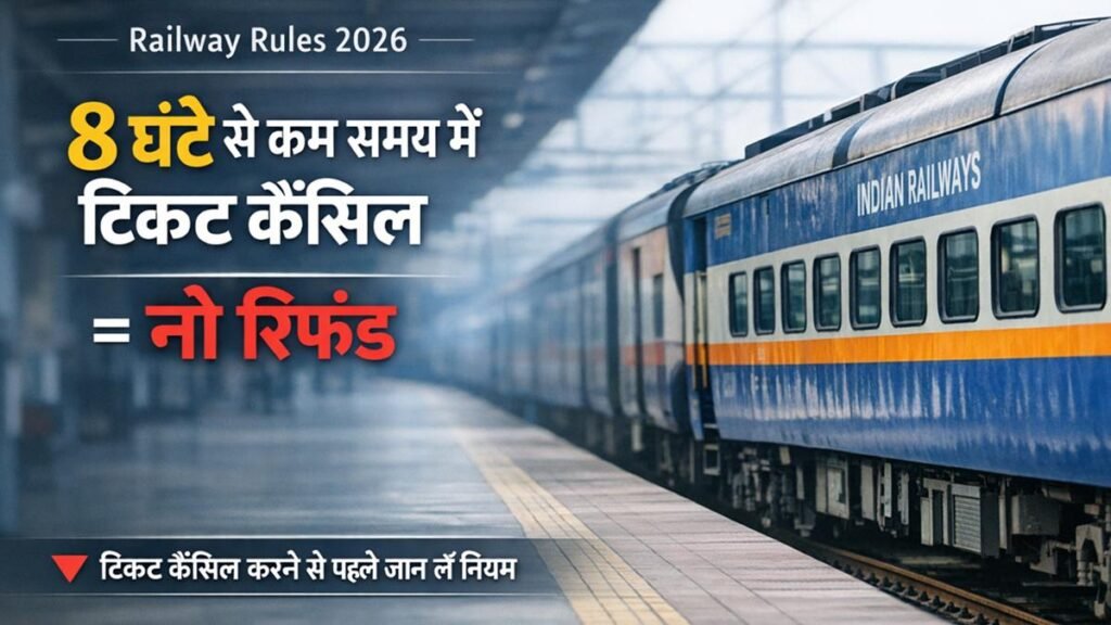 रेलवे टिकट कैंसिल नियम 2026: 8 घंटे से कम समय में टिकट कैंसिल करने पर नो रिफंड