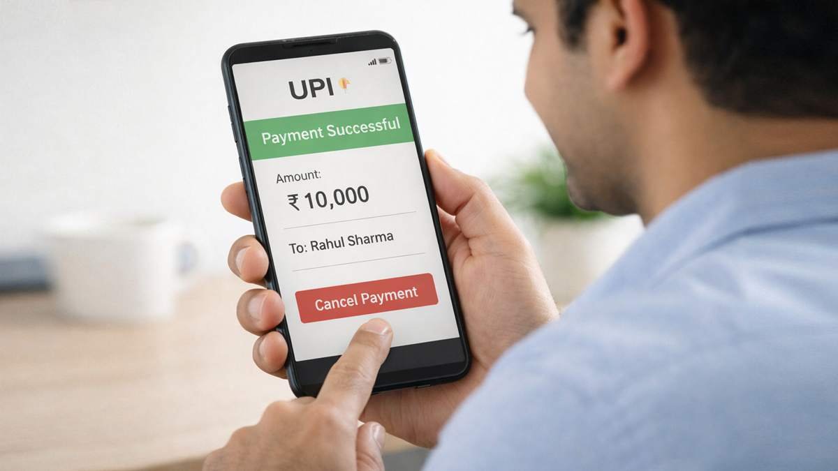 ₹10000 UPI payment successful screen cancel option mobile