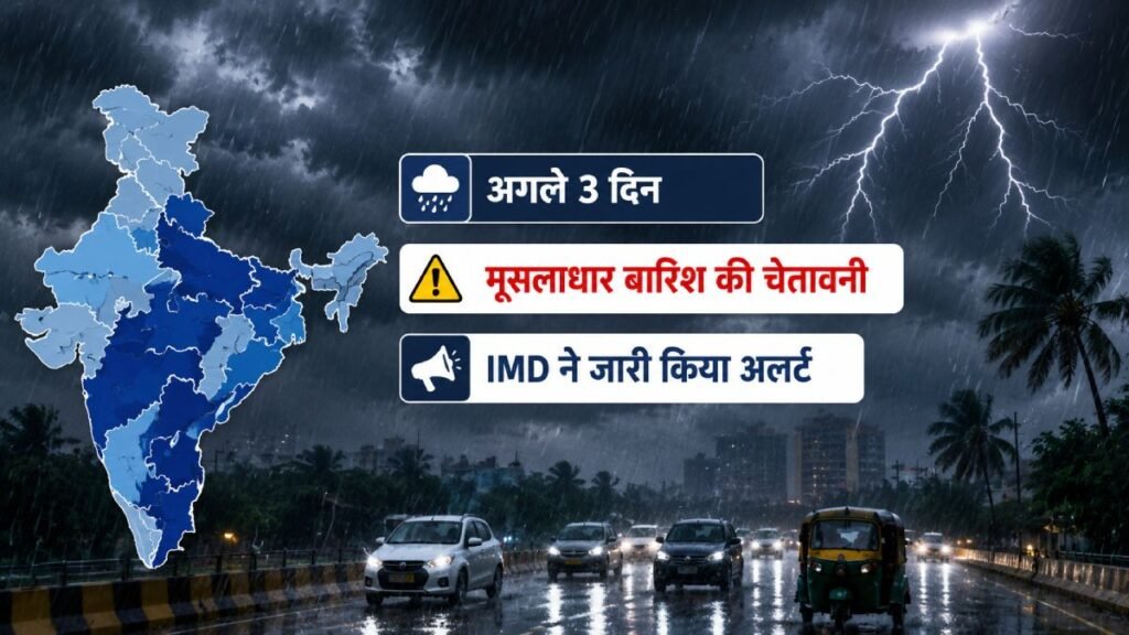 अगले 3 दिन कई राज्यों में मूसलाधार बारिश की चेतावनी, IMD अलर्ट