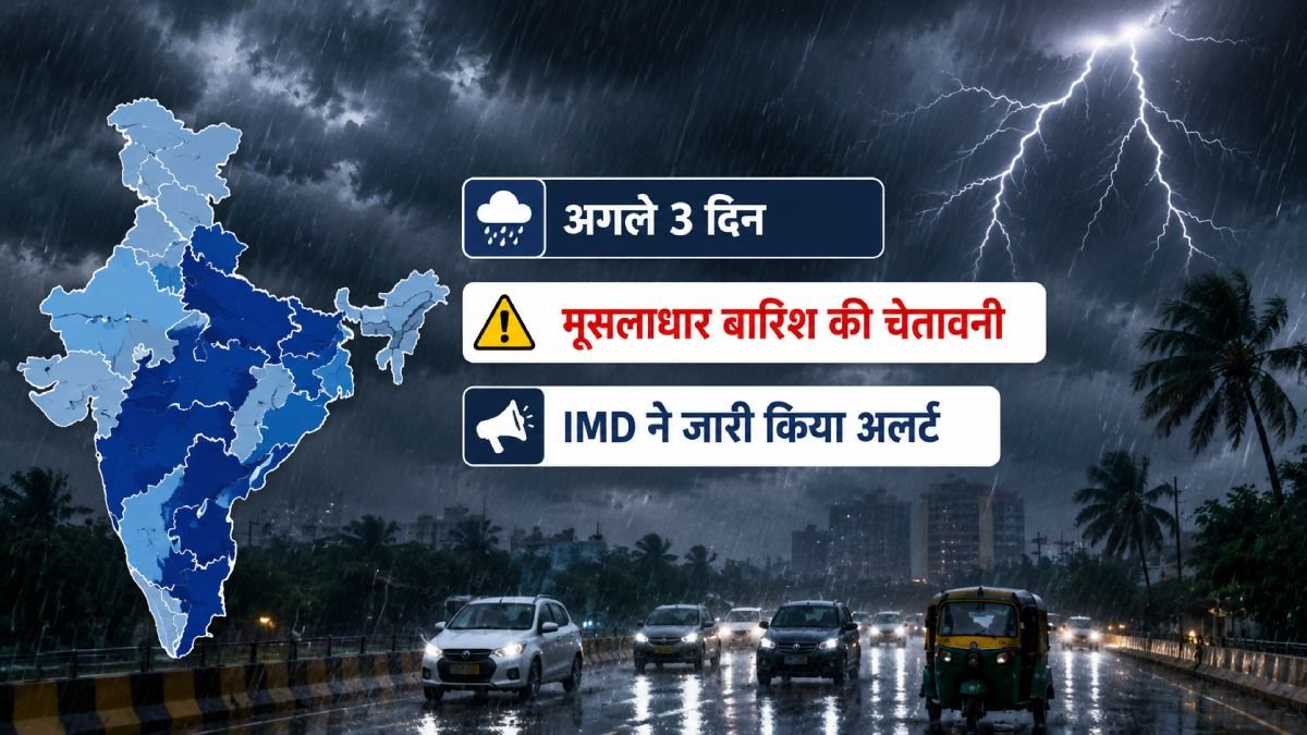 अगले 3 दिन कई राज्यों में मूसलाधार बारिश की चेतावनी, IMD अलर्ट