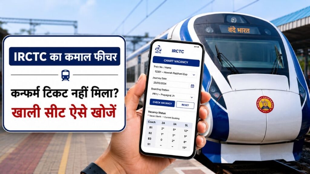IRCTC Chart Vacancy फीचर के जरिए ट्रेन में खाली सीट चेक करते यात्री