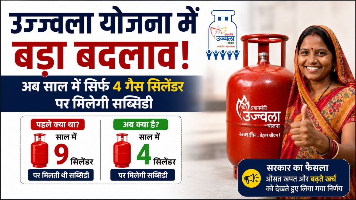 उज्ज्वला योजना के तहत सब्सिडी वाले LPG सिलेंडरों की संख्या 9 से घटाकर 4 की गई